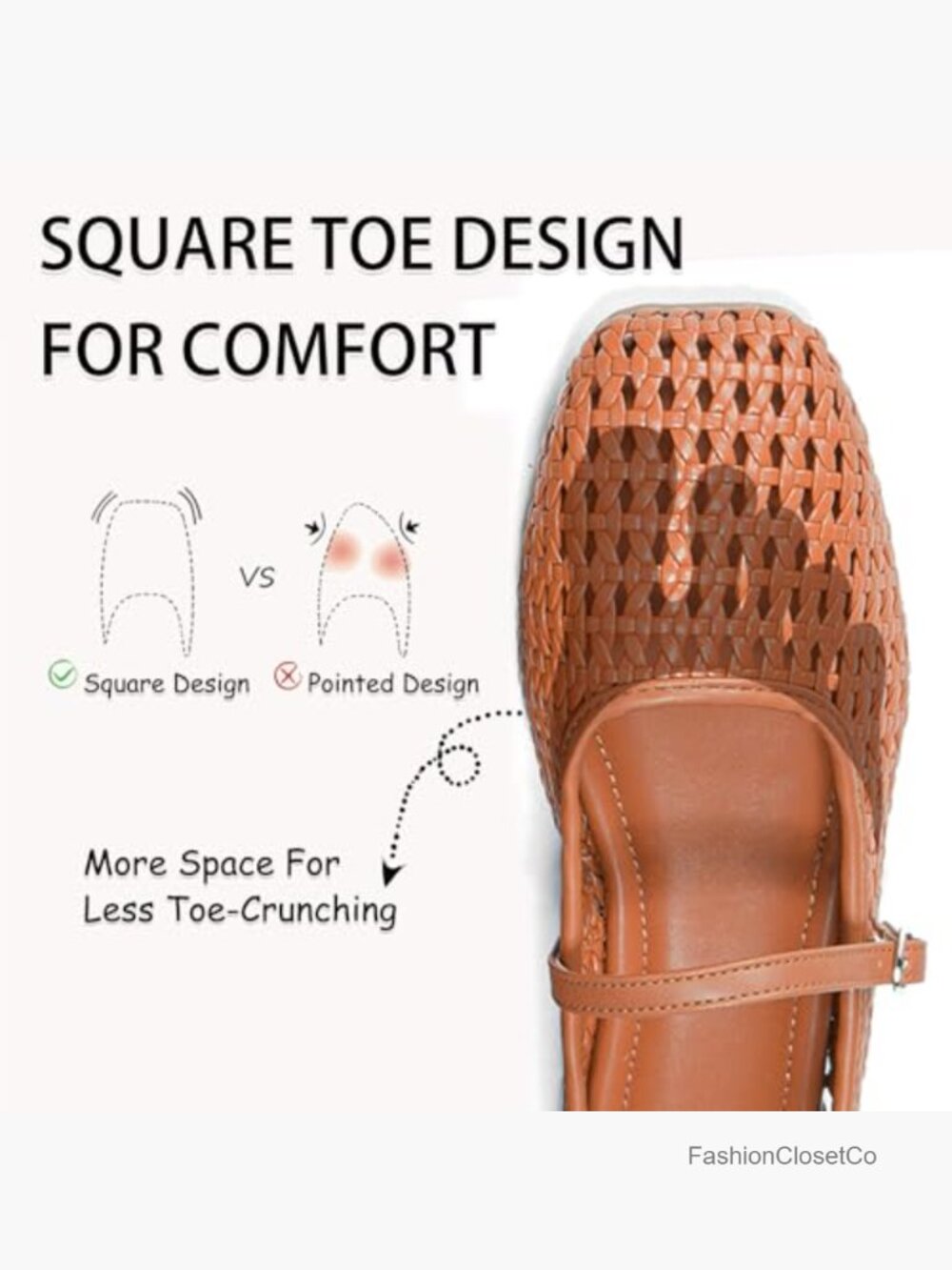 Women's Mesh Mary Jane Ballet Foldable Flats Squared Toe Woven Comfortable - Picture 4 of 7